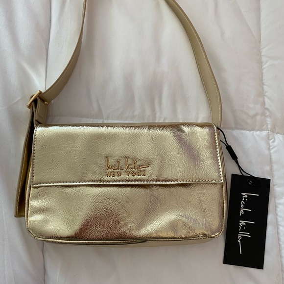 Nicole Miller Handbags - Nicole Miller Shimmering Gold Shoulder Bag